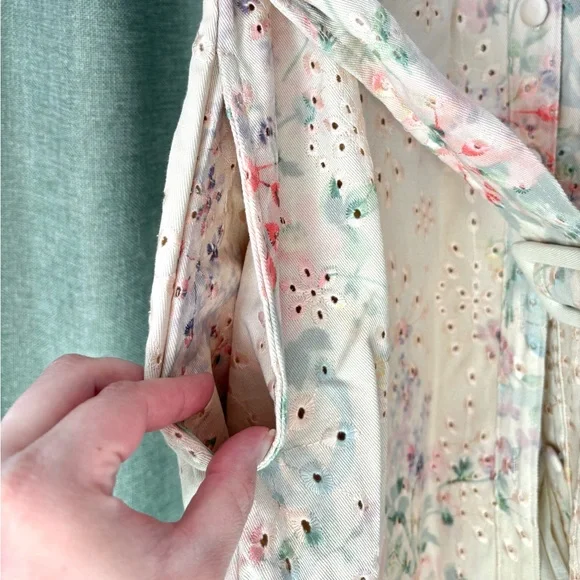 Beautiful Solitaire Floral Eyelet 95% Cotton Button Down Dress with Belt size S - Picture 7 of 7